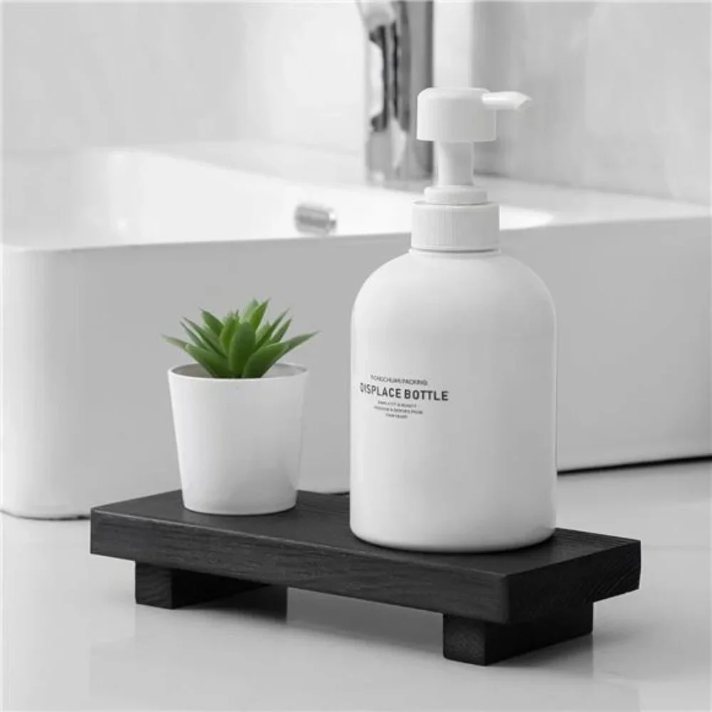 Wood Bathroom Counter Organizer Tray Soap Holder Farmhouse Decorative Kitchen